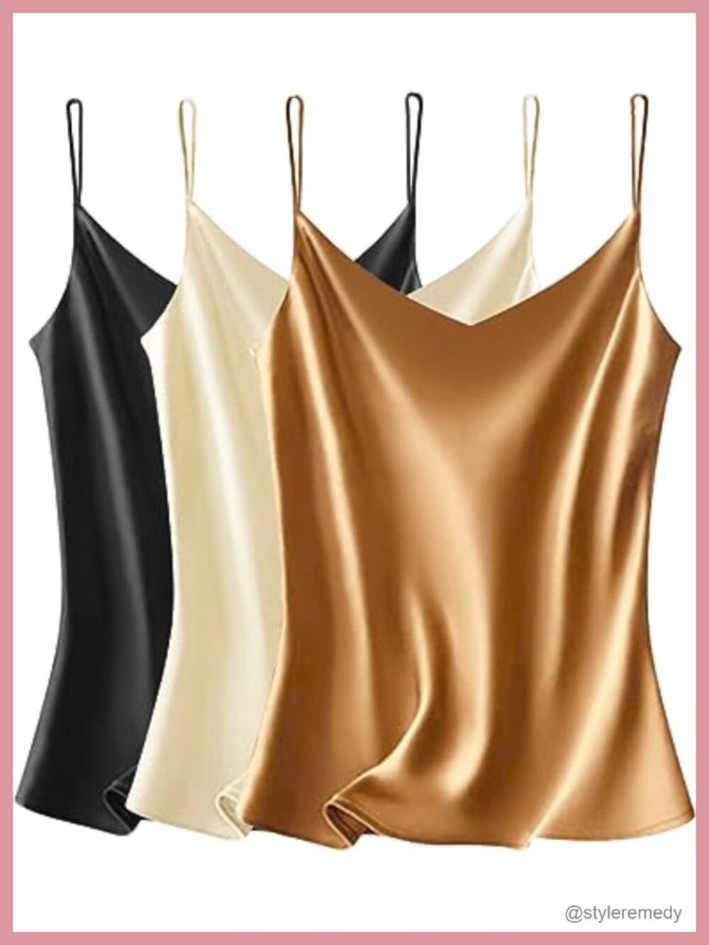 Satin V-Neck Camisole Tank Top Adjustable Spaghetti Strap